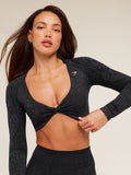 Gymshark Adapt Animal X Whitney Long Sleeve Crop Top — Black/Asphalt Grey — 5