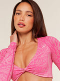 Gymshark Adapt Animal X Whitney Long Sleeve Crop Top — Electric Pink /  Sorbet Yellow — 7