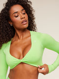 Gymshark Adapt Animal X Whitney Long Sleeve Crop Top — Energy Gelato Green /  Sorbet Yellow — 7