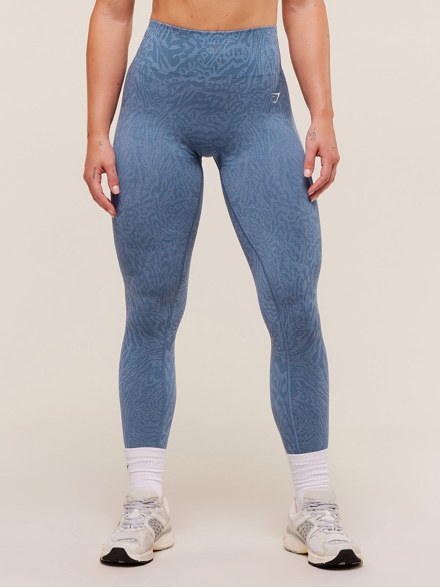 Gymshark Adapt Animal Seamless Leggings — Worn Blue/Peri Blue — 1