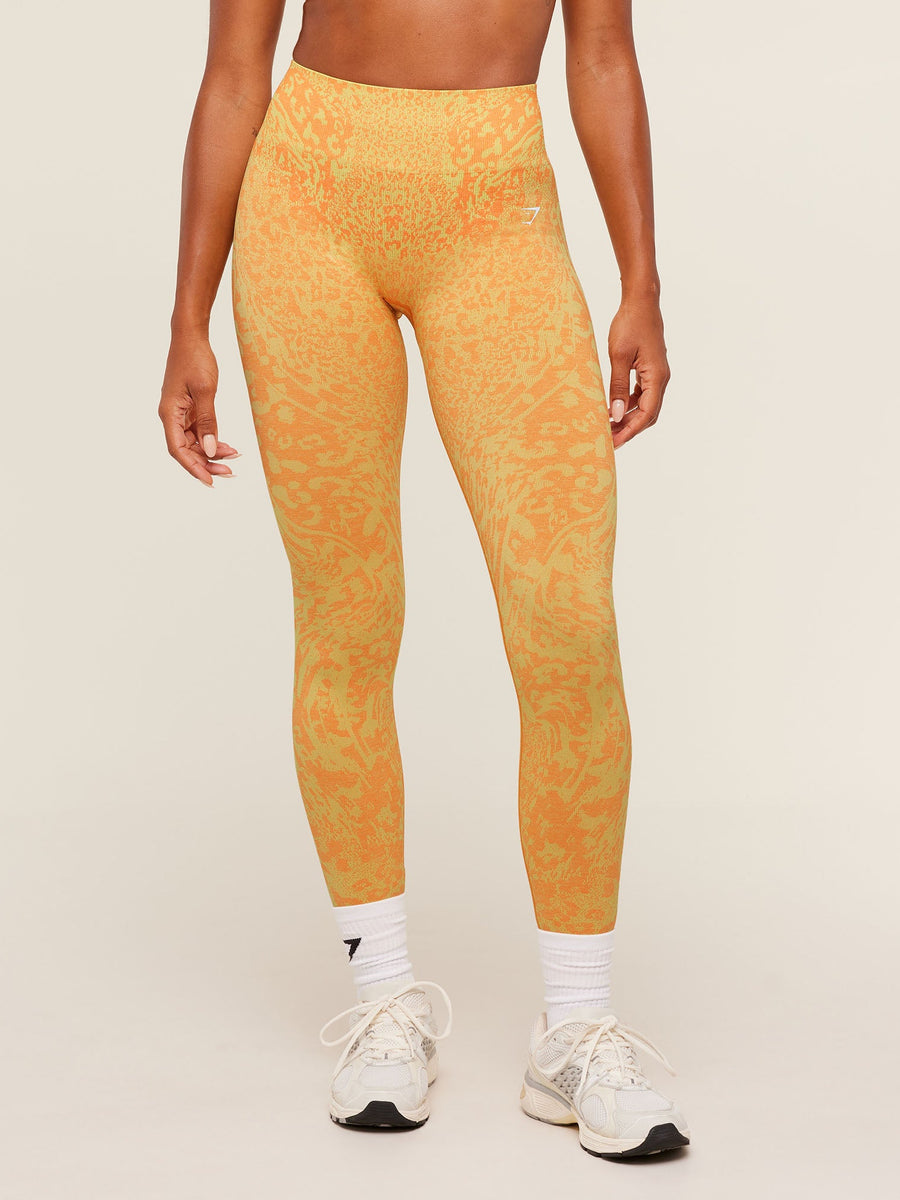 Gymshark Adapt Animal X Whitney Leggings — Sorbet Yellow /  Dayglow Peach — 1