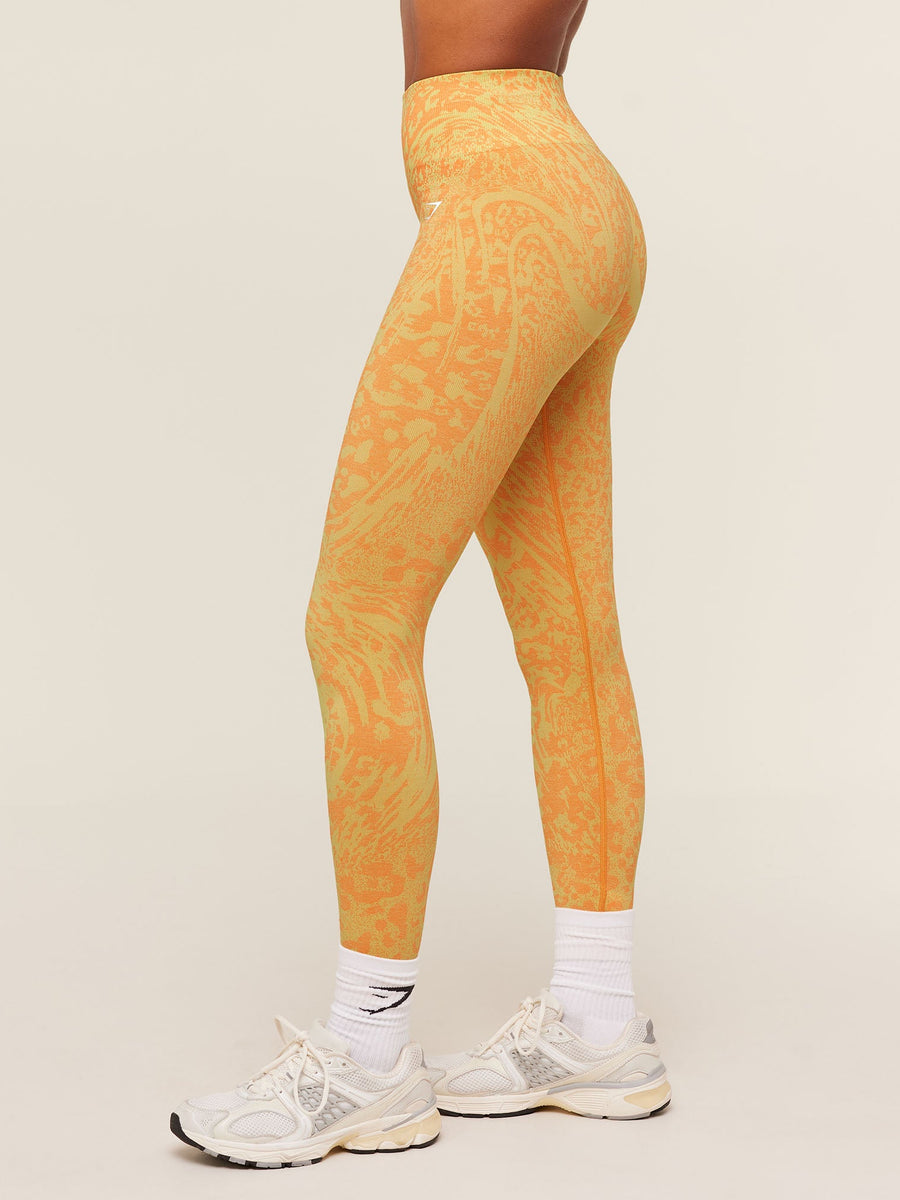 Gymshark Adapt Animal X Whitney Leggings — Sorbet Yellow /  Dayglow Peach — 4