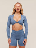 Gymshark Adapt Animal Long Sleeve Crop Top — Worn Blue/Peri Blue — 1
