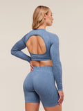 Gymshark Adapt Animal Long Sleeve Crop Top — Worn Blue/Peri Blue — 2