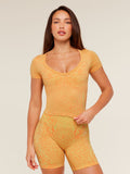 Gymshark Adapt Animal X Whitney Short Sleeve Top — Sorbet Yellow /  Dayglow Peach — 1