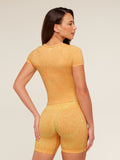 Gymshark Adapt Animal X Whitney Short Sleeve Top — Sorbet Yellow /  Dayglow Peach — 3