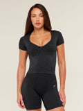 Gymshark Adapt Animal X Whitney Short Sleeve Top — Black /  Asphalt Grey — 1