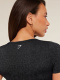 Gymshark Adapt Animal X Whitney Short Sleeve Top — Black /  Asphalt Grey — 7