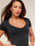 Gymshark Adapt Animal X Whitney Short Sleeve Top — Black /  Asphalt Grey — 6
