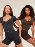 Gymshark Adapt Animal X Whitney Short Sleeve Top — Black /  Asphalt Grey — 8