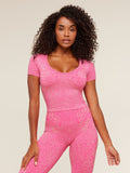 Gymshark Adapt Animal X Whitney Short Sleeve Top — Electric Pink /  Sorbet Yellow — 1