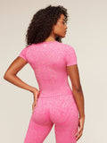 Gymshark Adapt Animal X Whitney Short Sleeve Top — Electric Pink /  Sorbet Yellow — 3