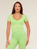 Gymshark Adapt Animal X Whitney Short Sleeve Top — Energy Gelato Green /  Sorbet Yellow — 1