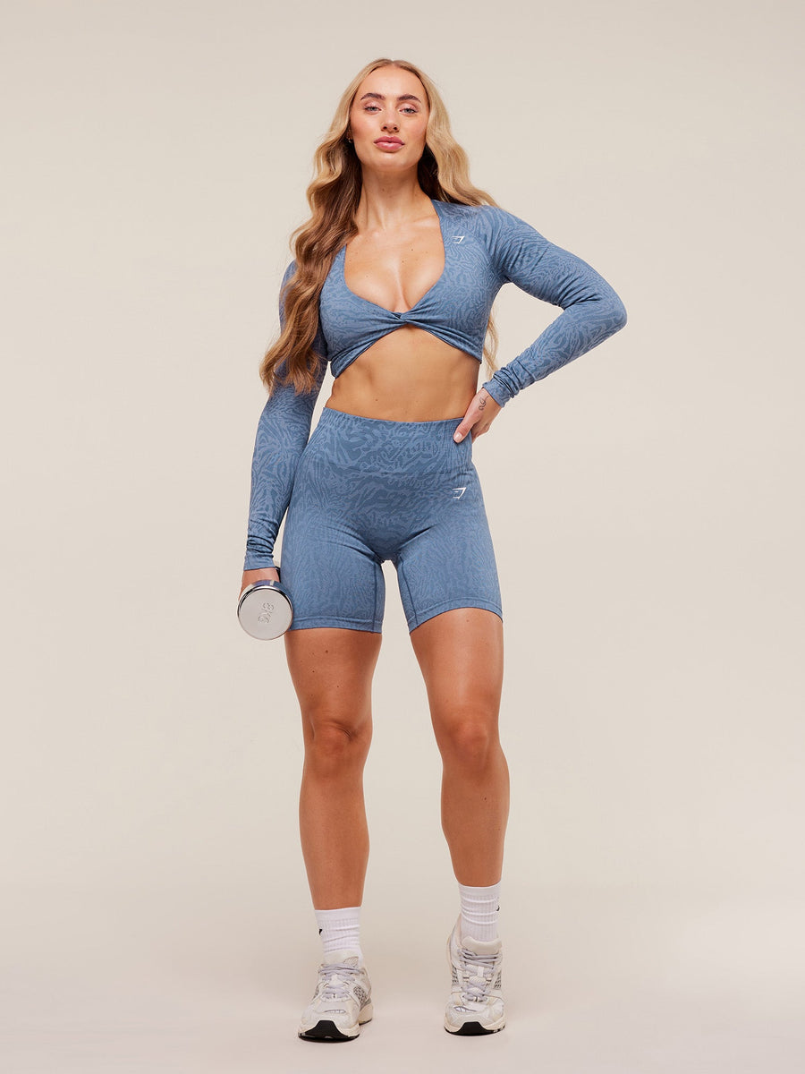 Gymshark Adapt Animal Seamless Shorts — Worn Blue/Peri Blue — 4