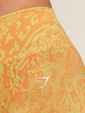 Gymshark Adapt Animal X Whitney Shorts — Sorbet Yellow /  Dayglow Peach — 7