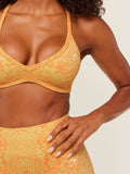 Gymshark Adapt Animal X Whitney Sports Bra — Sorbet Yellow /  Dayglow Peach — 6