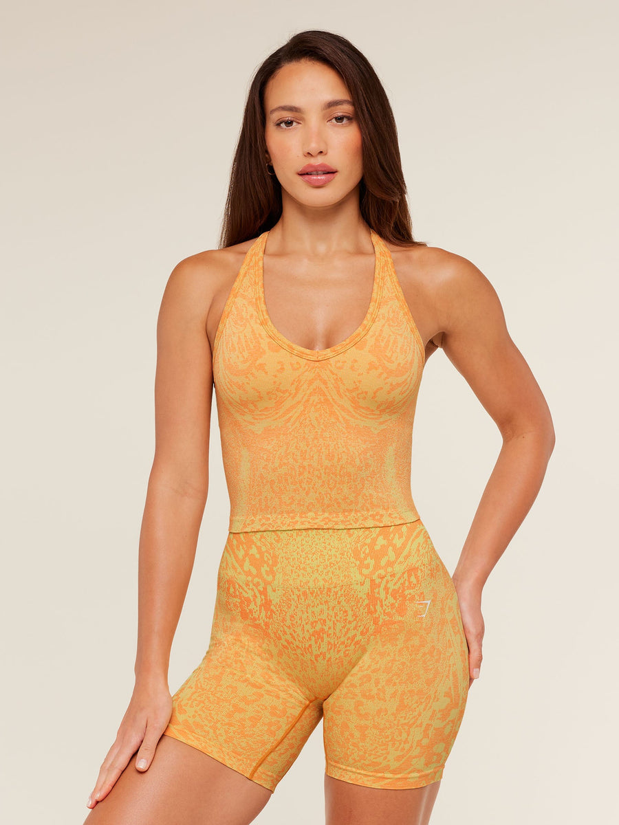 Gymshark Adapt Animal X Whitney Tank Top with Shelf — Sorbet Yellow /  Dayglow Peach — 1