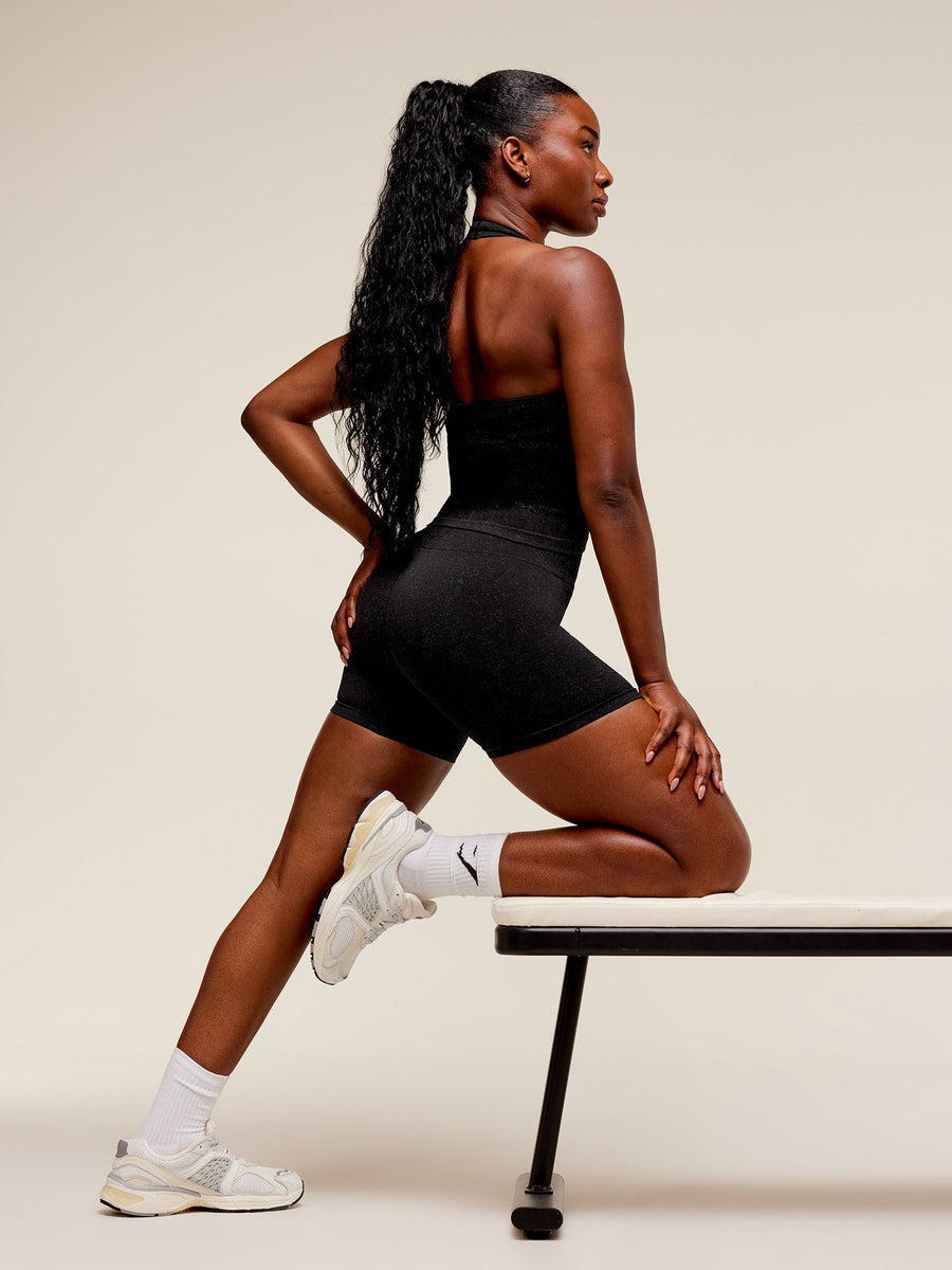 Gymshark Adapt Fleck Seamless Shorts — Black/Smokey Grey — 3