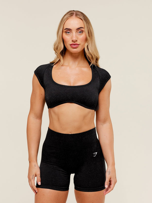 Gymshark Adapt Fleck x Whitney Short Sleeve Crop Top — Black