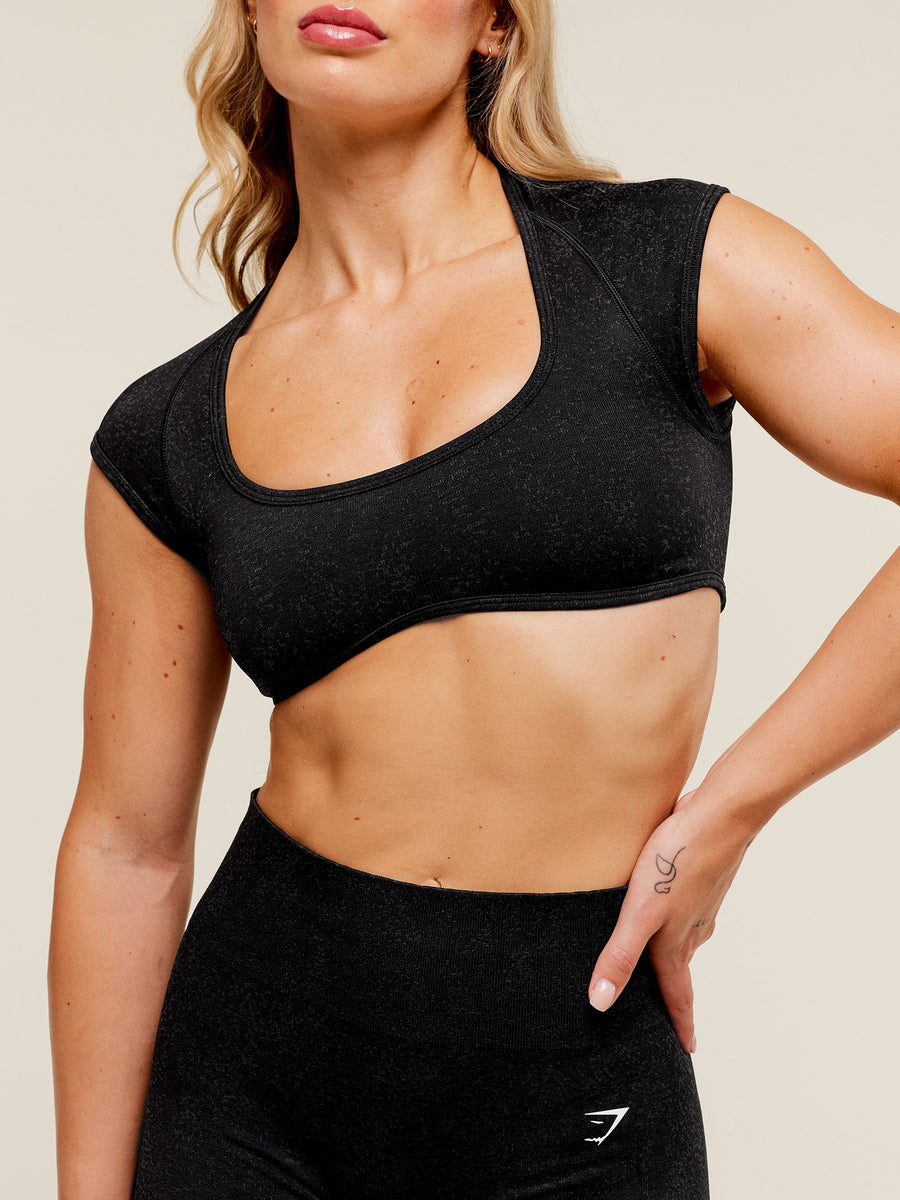 Gymshark Adapt Fleck x Whitney Short Sleeve Crop Top — Black — 3