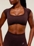 Gymshark Adapt Fleck x Whitney Short Sleeve Crop Top — Cherry Purple/Rich Maroon — 6