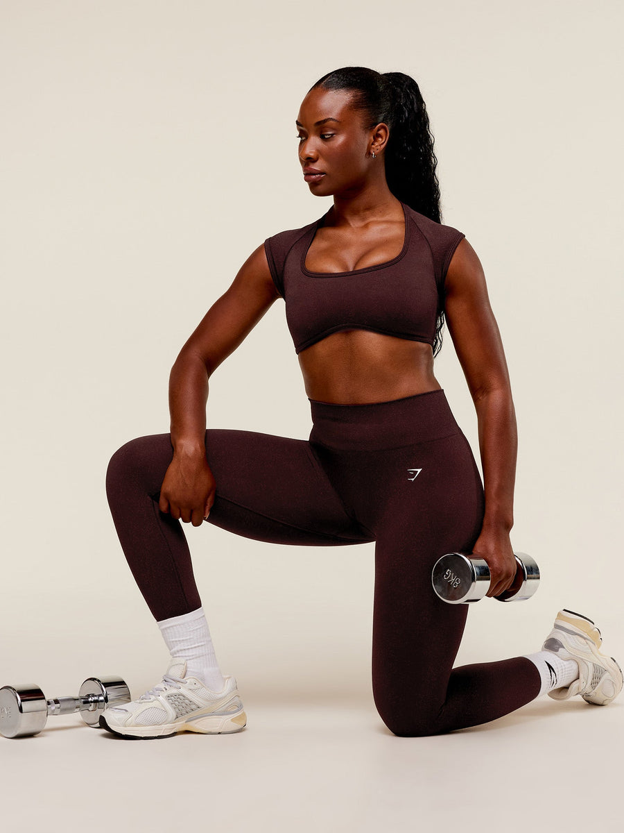 Gymshark Adapt Fleck x Whitney Short Sleeve Crop Top — Cherry Purple/Rich Maroon — 8