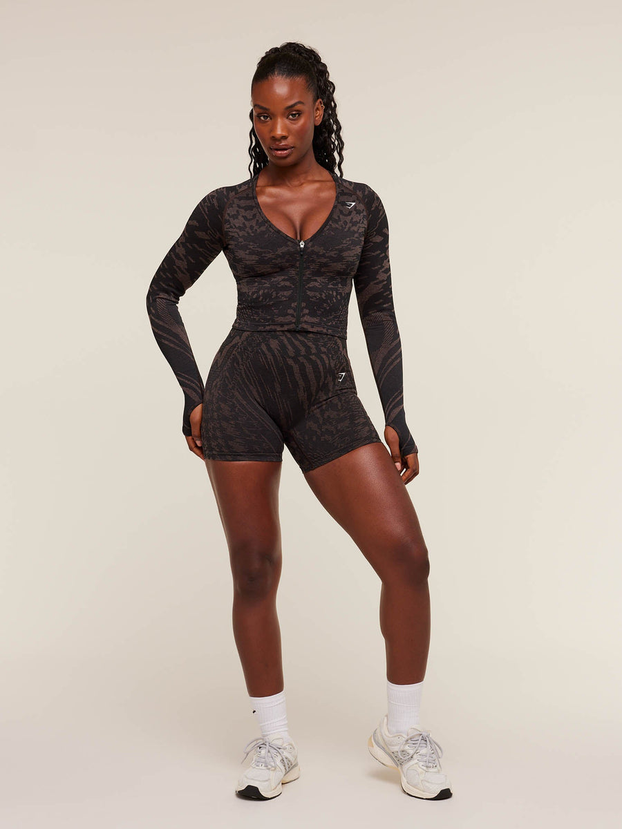 Gymshark Adapt Houndstooth Jacket — Black/Chestnut Pink — 4