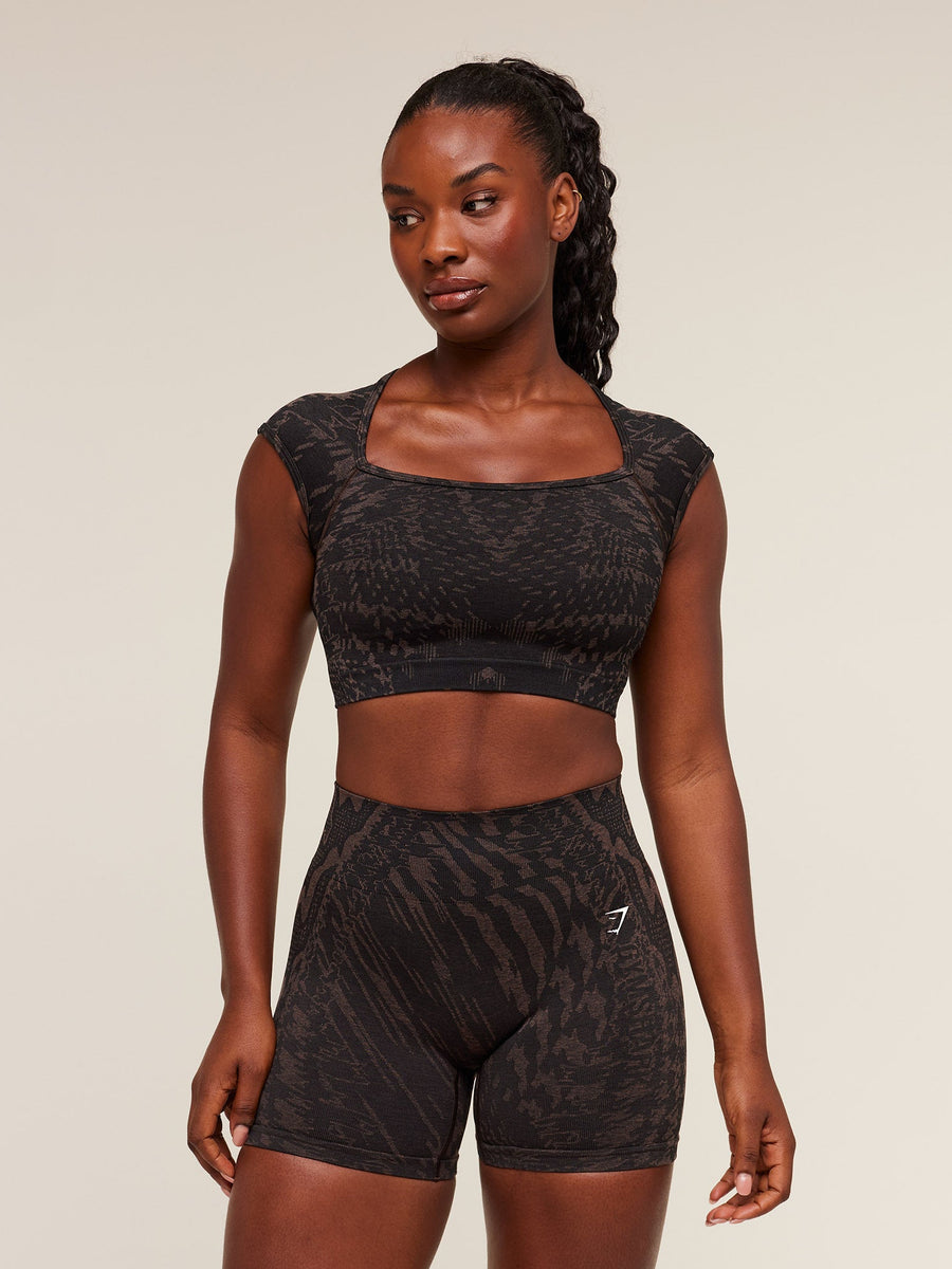 Gymshark Adapt Houndstooth Midi Top — Black/Chestnut Pink — 1