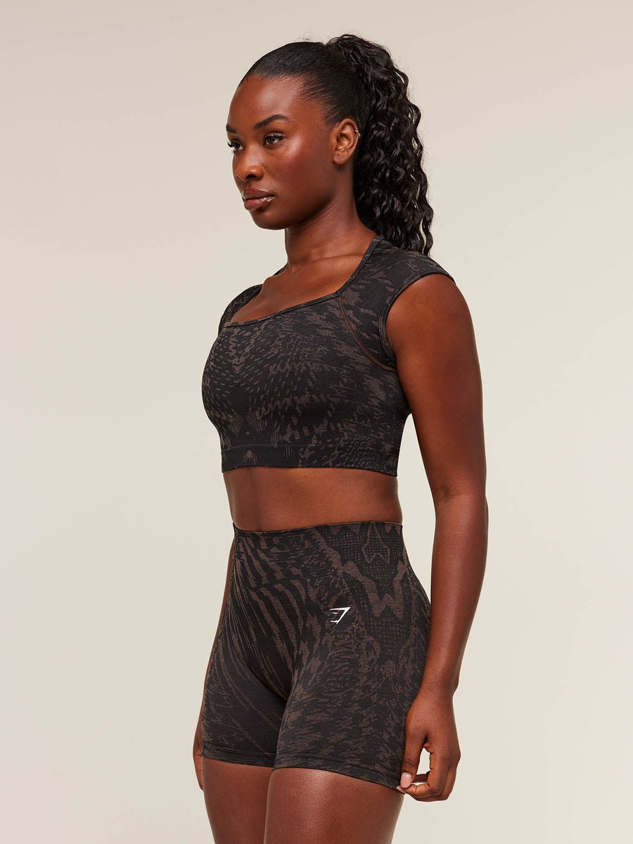 Gymshark Adapt Houndstooth Midi Top — Black/Chestnut Pink — 2