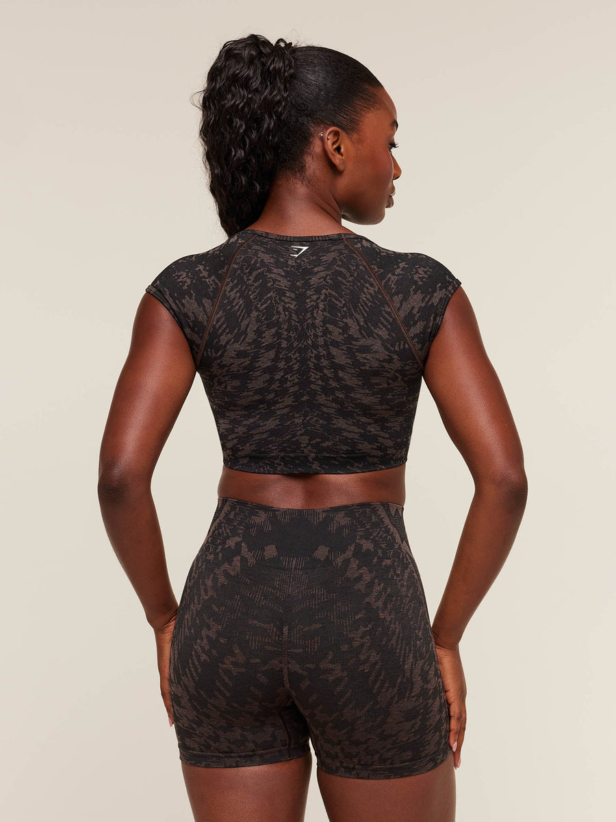 Gymshark Adapt Houndstooth Midi Top — Black/Chestnut Pink — 3