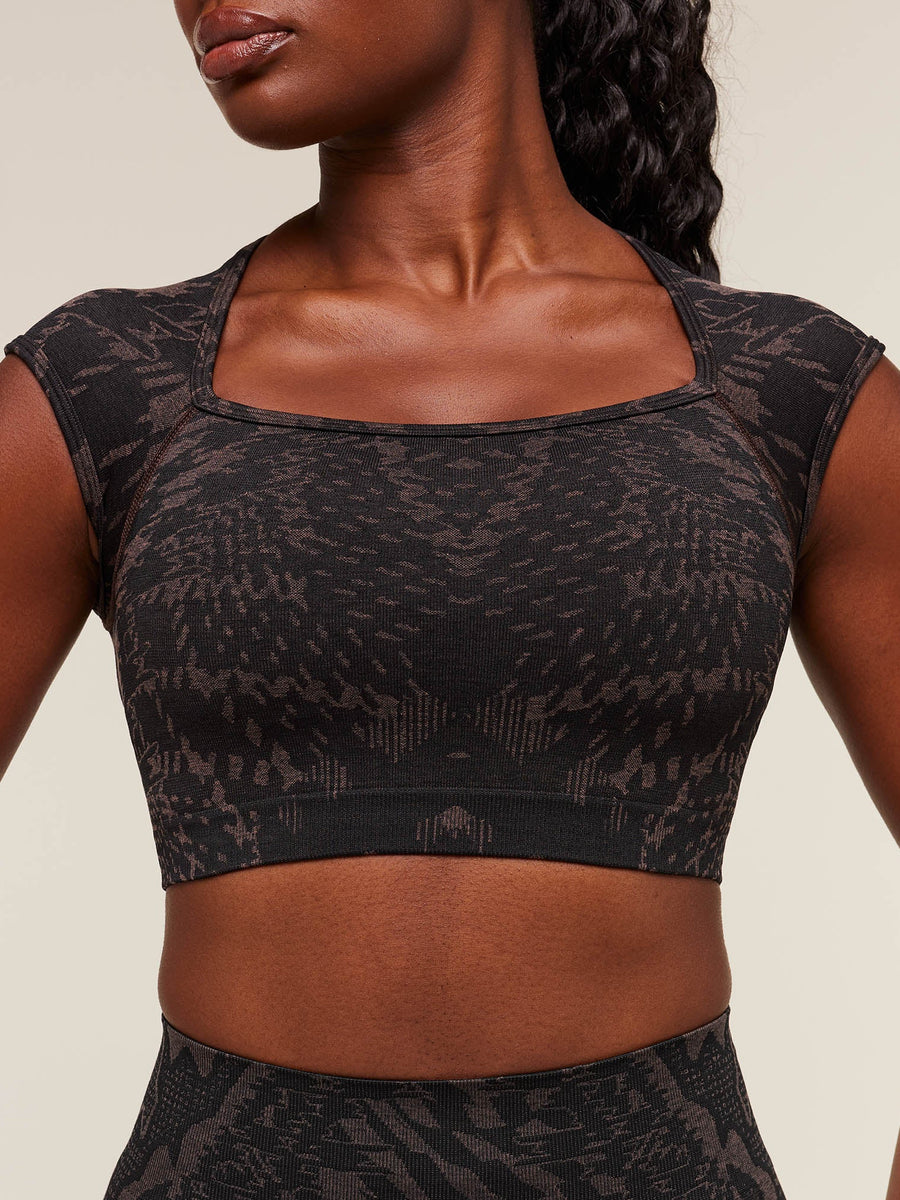 Gymshark Adapt Houndstooth Midi Top — Black/Chestnut Pink — 5