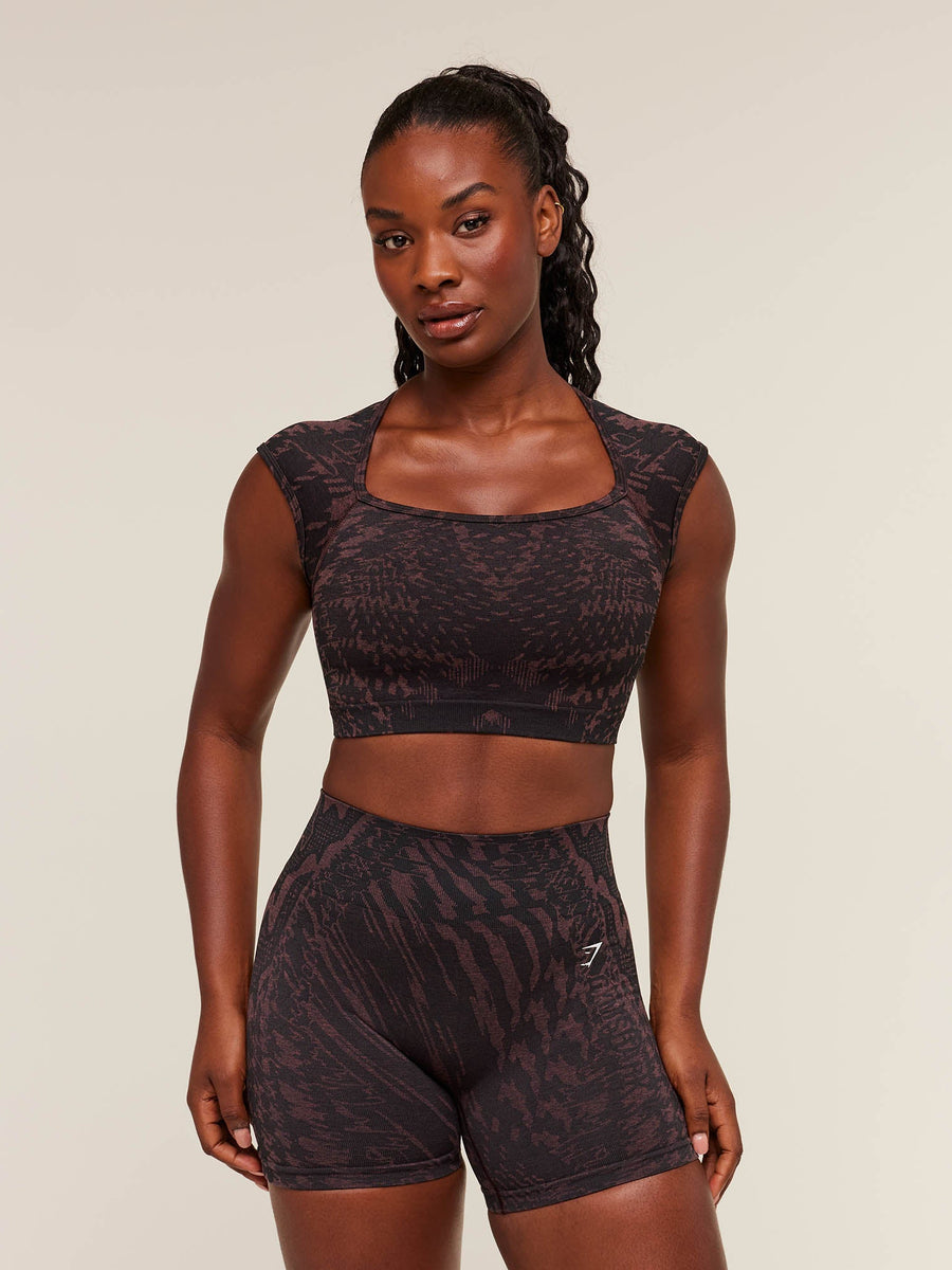 Gymshark Adapt Houndstooth Midi Top — Black/Reset Pink — 1