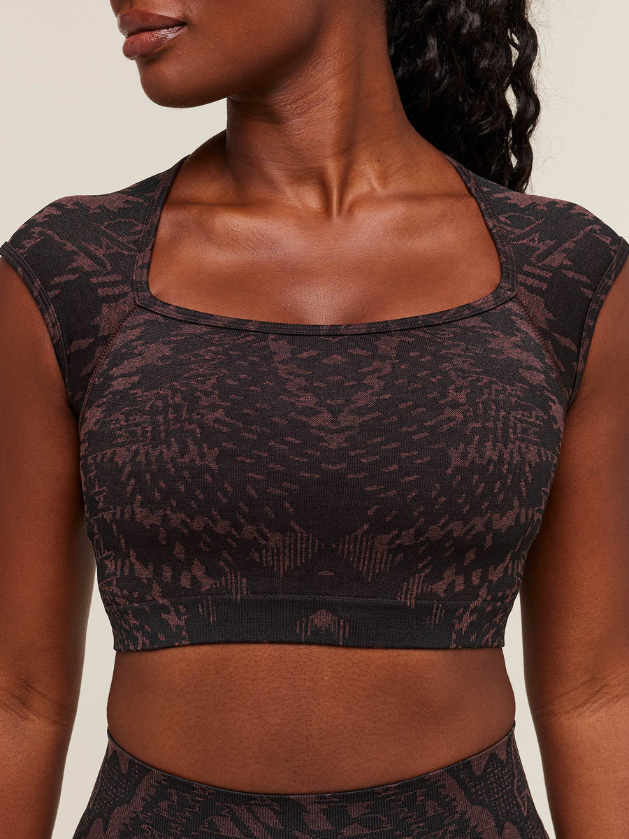 Gymshark Adapt Houndstooth Midi Top — Black/Reset Pink — 4