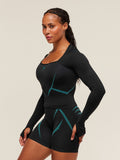 Gymshark Apex Lift Seamless Long Sleeve Crop Top — Black/Brand Blue — 2