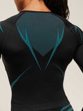 Gymshark Apex Lift Seamless Long Sleeve Crop Top — Black/Brand Blue — 5