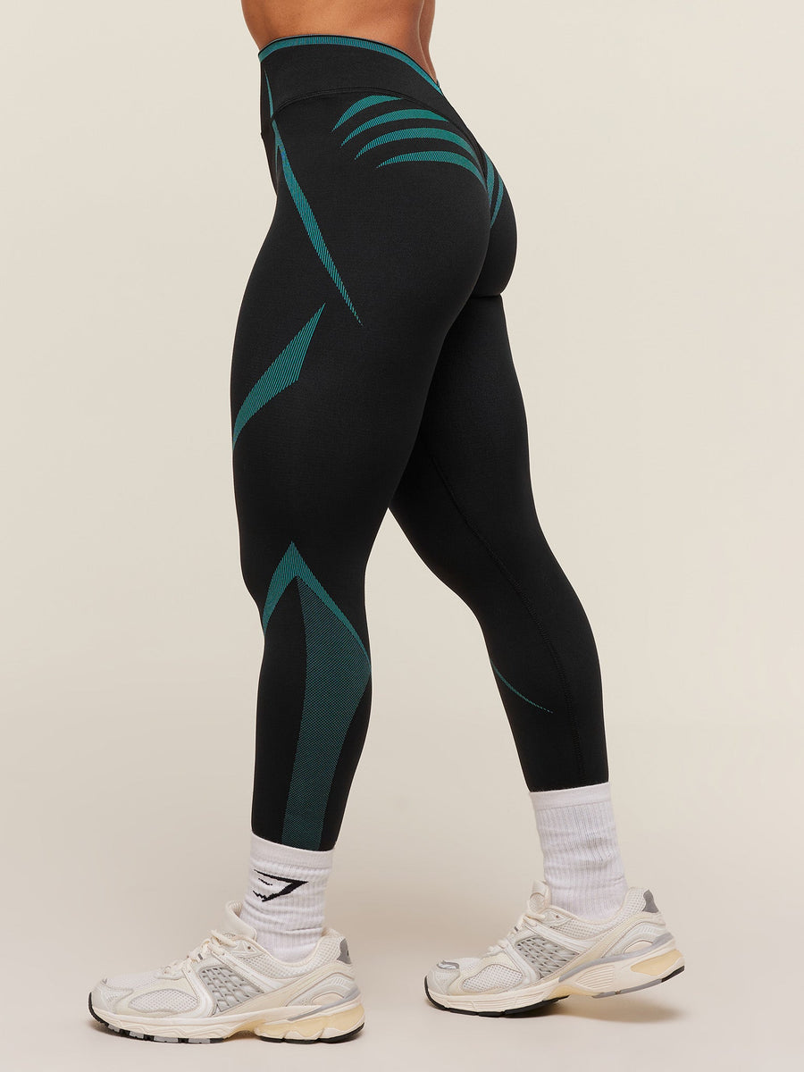 Gymshark Apex Lift Seamless Leggings — Black/Brand Blue — 3
