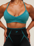 Gymshark Apex Lift Seamless Leggings — Black/Brand Blue — 6