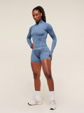 Gymshark Apex Seamless 1/4 Zip Pullover — Worn Blue/Gentle Blue — 6