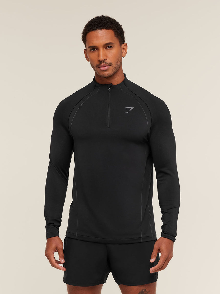 Gymshark Apex Seamless 1/4 Zip — Black/Dark Grey — 1