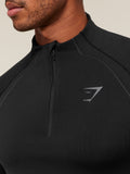 Gymshark Apex Seamless 1/4 Zip — Black/Dark Grey — 6