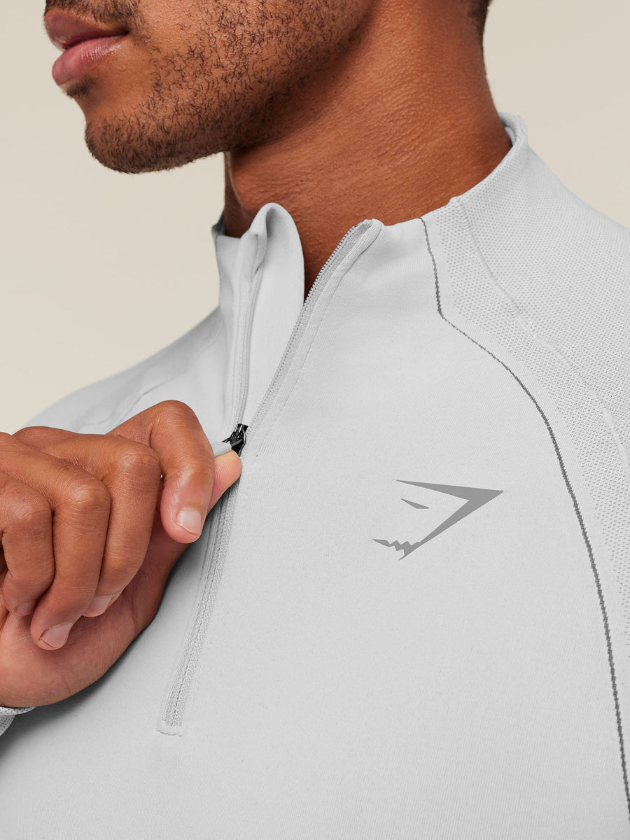 Gymshark Apex Seamless 1/4 Zip — Light Grey/Medium Grey — 6