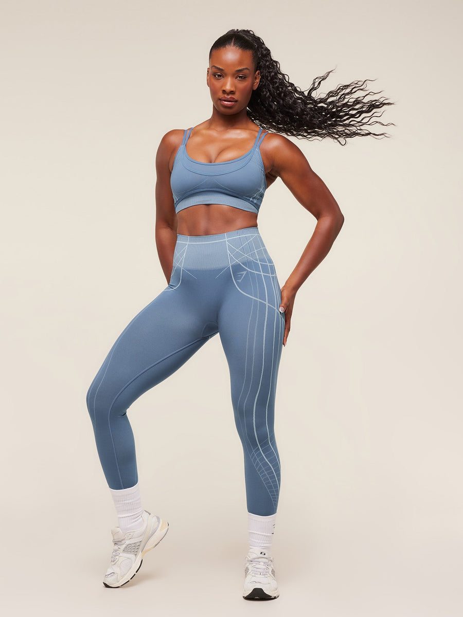 Gymshark Apex Seamless Leggings — Worn Blue/Gentle Blue — 6