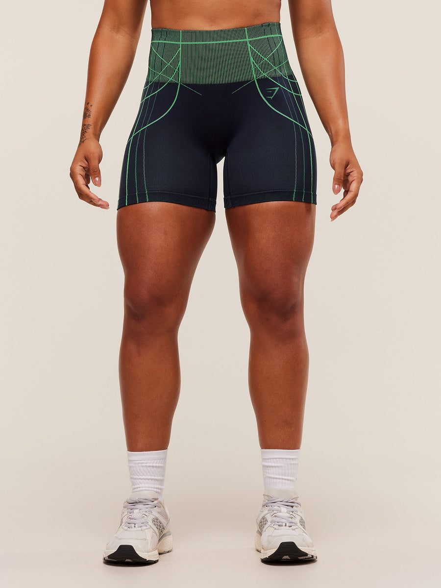Gymshark Apex Seamless Shorts — Heavy Blue/Active Green — 1