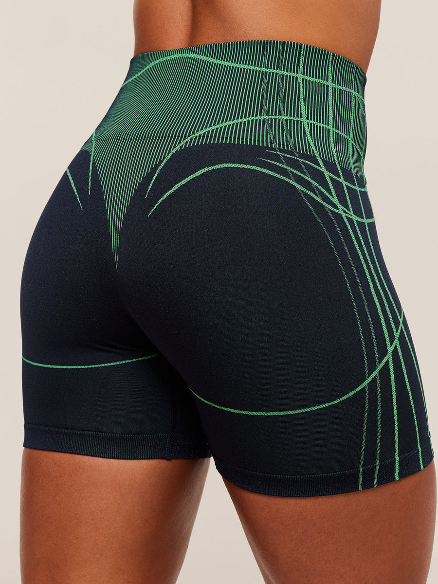 Gymshark Apex Seamless Shorts — Heavy Blue/Active Green — 6