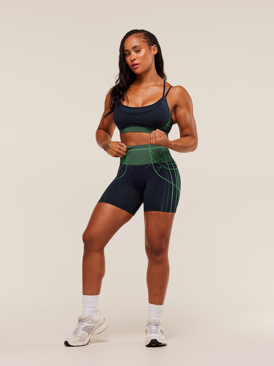 Gymshark Apex Seamless Shorts — Heavy Blue/Active Green — 4