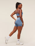 Gymshark Apex Seamless Shorts — Worn Blue/Gentle Blue — 6