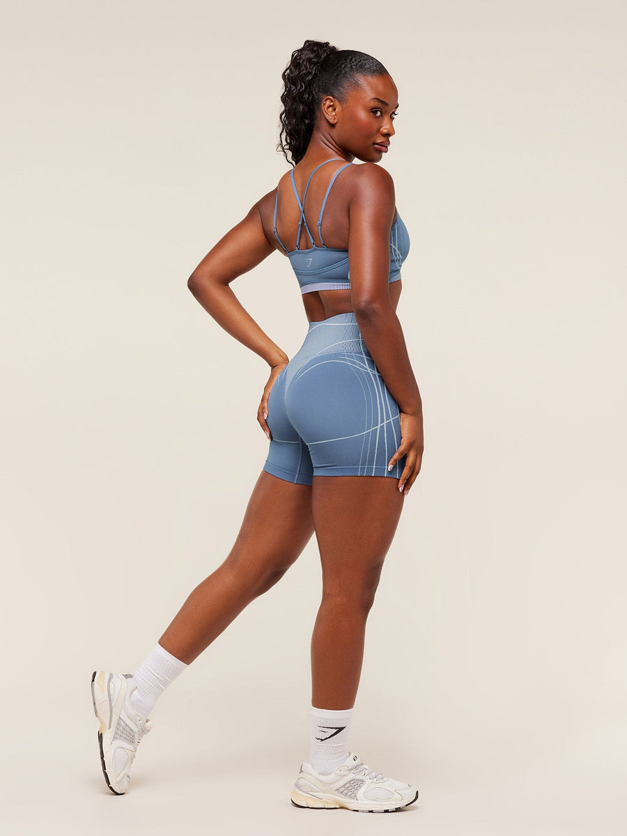 Gymshark Apex Seamless Shorts — Worn Blue/Gentle Blue — 6