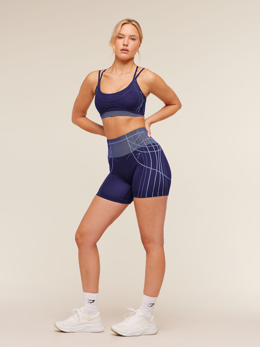 Gymshark Apex Seamless Strappy Sports Bra — Indigo Purple/Chilled Blue — 6