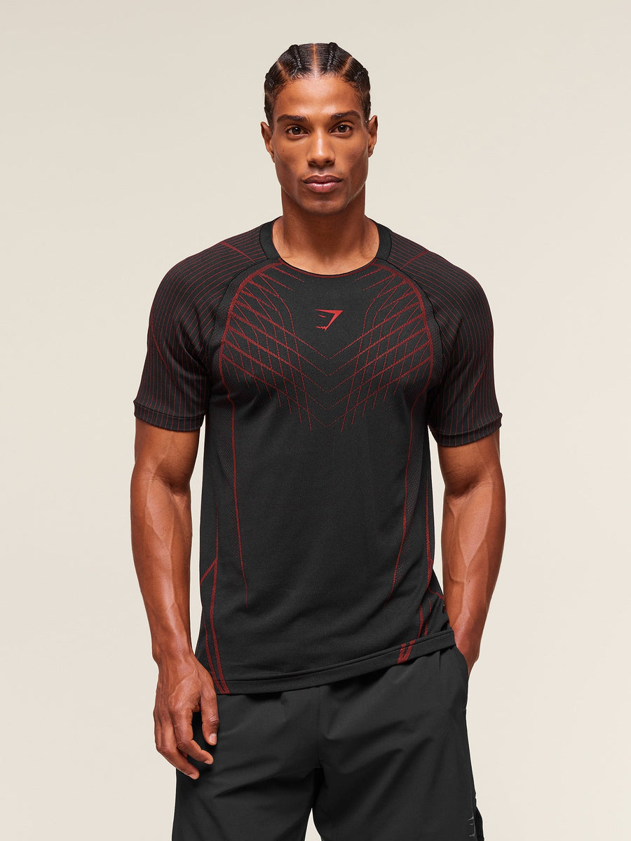 Gymshark Apex Seamless T-Shirt — Black/Carmine Red — 4