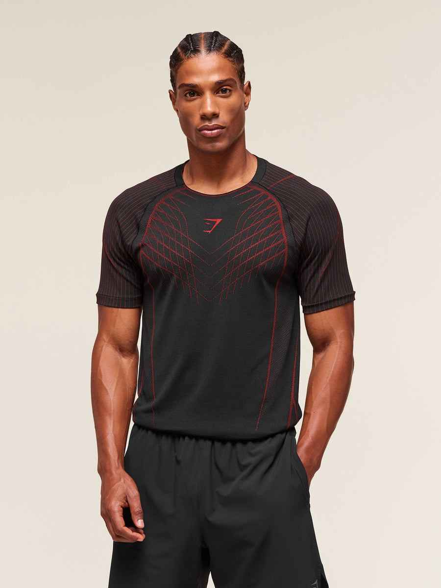 Gymshark Apex Seamless T-Shirt — Black/Carmine Red — 1
